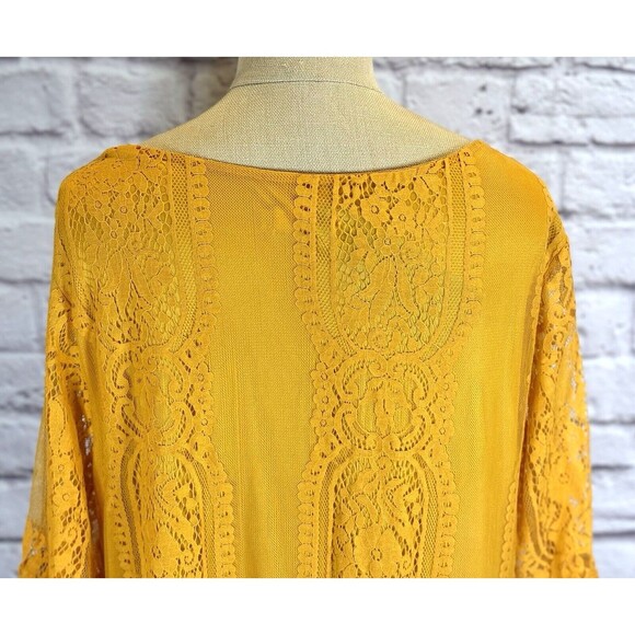Womens Boho Maxi Floral Lace Boho Party Dress V Neck Flowy Long‎ Yellow Size 20 - Picture 11 of 16